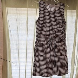 Liz Claiborne Navy and White Sleeveless Tie-Waist Mini Dress